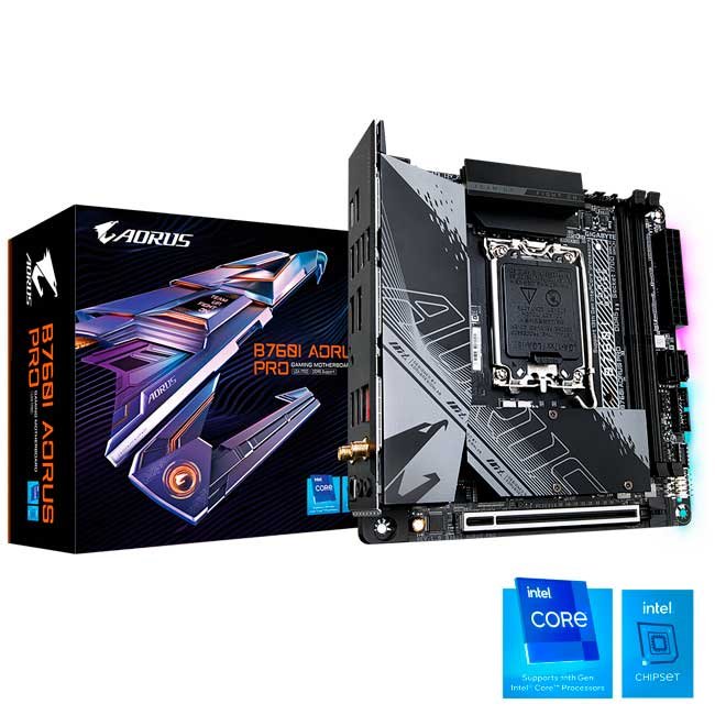 Placa Madre Gigabyte B760I AORUS PRO Mini-ITX, LGA1700, DDR5, WiFi 6E, Bluetooth 5.3, PCIe 4.0, HDMI, DisplayPort, 2x M.2, SATA 6Gb/s