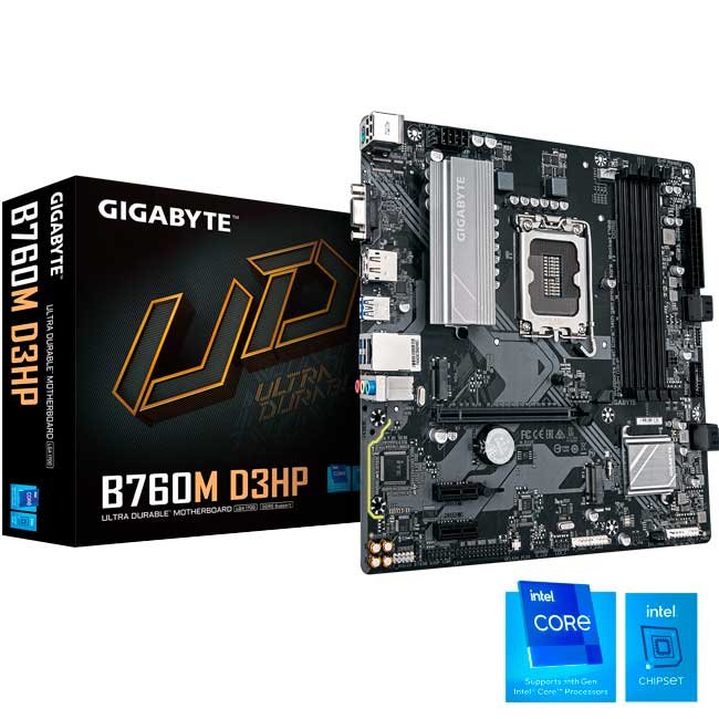 Placa Madre Gigabyte B760M D3HP DDR5 LGA1700, M.2 PCIe 4.0, HDMI, DisplayPort, Micro ATX