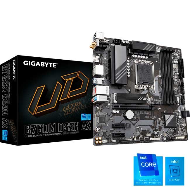 Placa Madre Gigabyte B760M DS3H AX DDR5 Wi-Fi 6E LGA1700 mATX con Chipset Intel B760