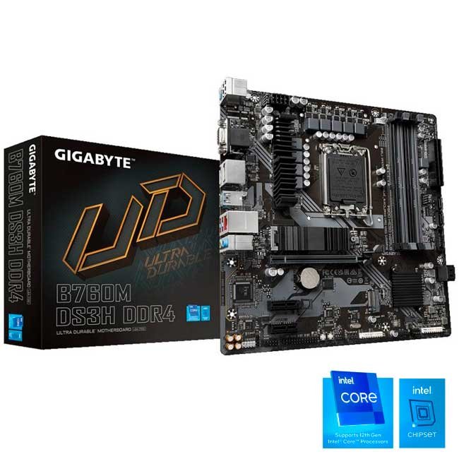 Placa Madre Gigabyte B760M DS3H DDR4 Intel B760 LGA1700 Micro-ATX 128GB M.2 Realtek 2.5GbE