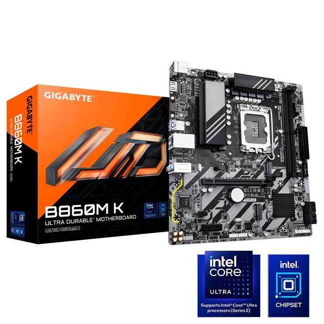 Placa Madre Gigabyte B860M K DDR5 LGA1851 Micro ATX con HDMI, M.2 PCIe y SATA