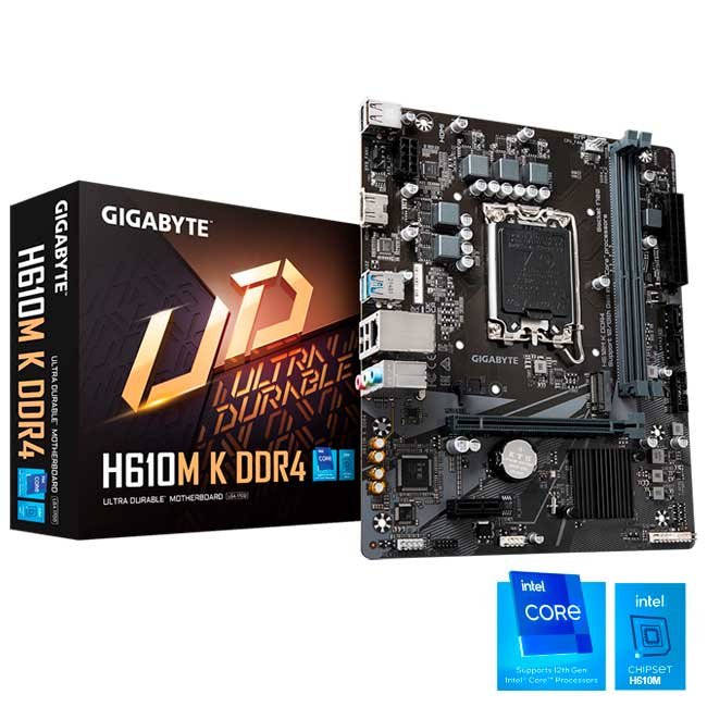 Placa Madre Gigabyte H610M K DDR4 Intel H610 LGA1700 Micro-ATX Soporte 14va 13va 12va Generación