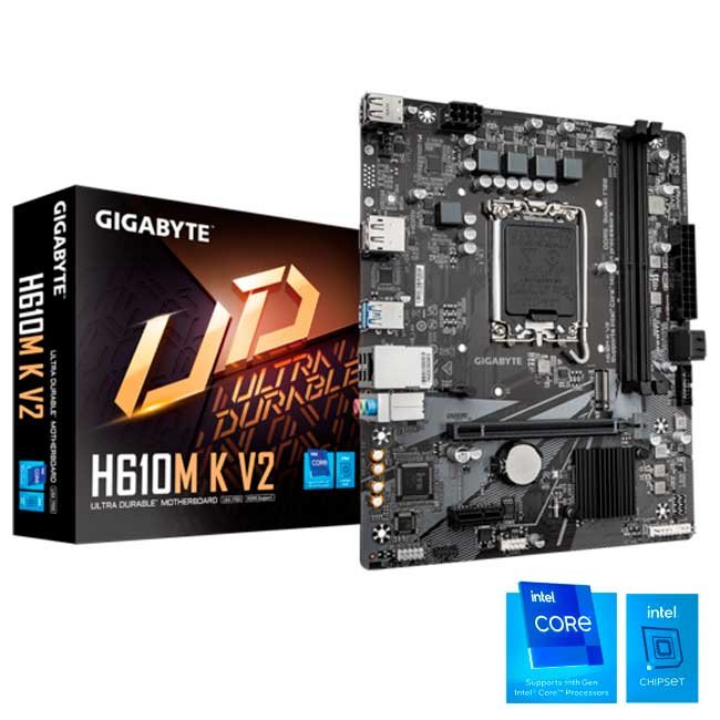 Placa Madre Gigabyte H610M K V2 DDR5 LGA1700 Micro ATX para Intel 12ª 13ª 14ª Gen