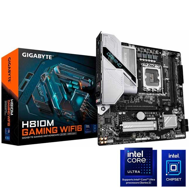 Placa Madre Gigabyte H810M GAMING WIFI6, DDR5, LGA1851, Wi-Fi 6, micro-ATX, HDMI/DP, PCIe 4.0