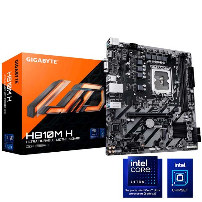 Placa Madre GIGABYTE H810M H DDR5, LGA1851, Chipset Intel H810, mATX, Soporte Core Ultra Series 2