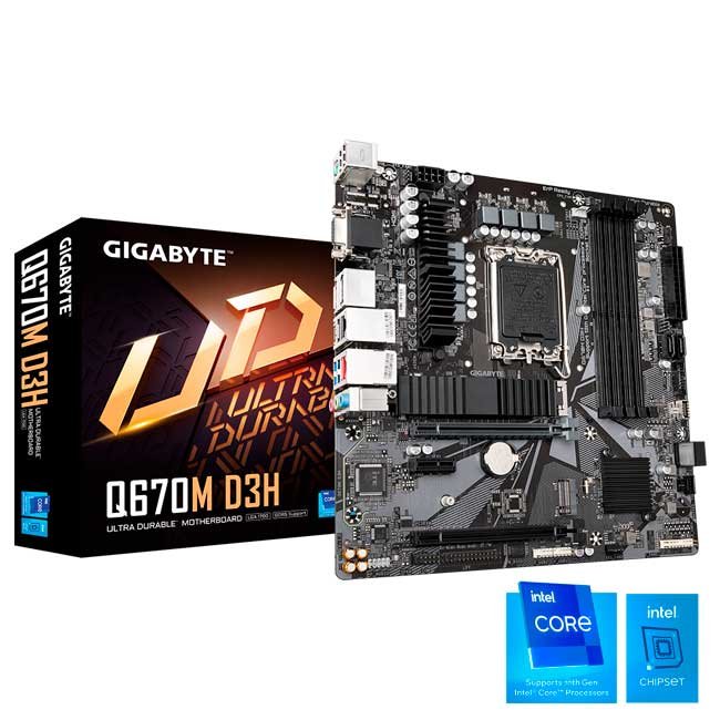 Placa Madre Gigabyte Q670M D3H LGA1700 DDR5 mATX con Chipset Intel Q670 y Dual LAN
