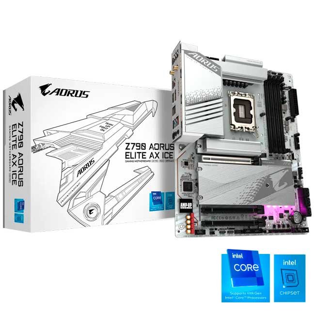 Placa Madre Gigabyte Z790 AORUS ELITE AX ICE, DDR5, LGA1700, Wi-Fi 6E, ATX, 192GB, PCIe 5.0 – Z790 AORUS