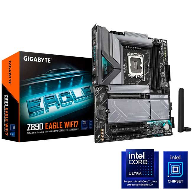 Placa Madre GIGABYTE Z890 EAGLE WIFI7 DDR5, LGA1851, Wi-Fi 7, ATX, para Intel Core Ultra Series 2