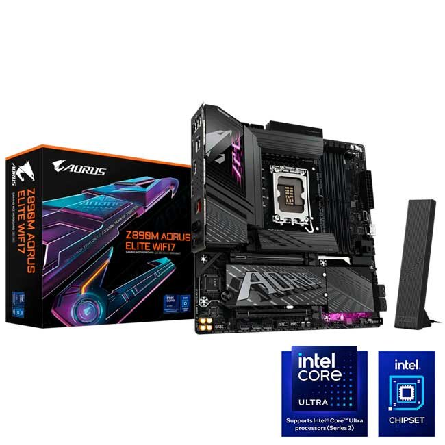 Placa Madre GIGABYTE Z890M AORUS ELITE WIFI7 DDR5, LGA1851, Wi-Fi 7, mATX, Intel Z890