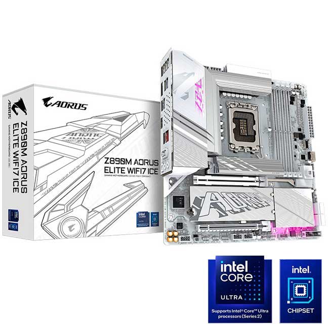 Placa Madre GIGABYTE Z890M AORUS ELITE WIFI7 ICE DDR5 LGA1851 mATX con Wi-Fi 7 y 3x M.2