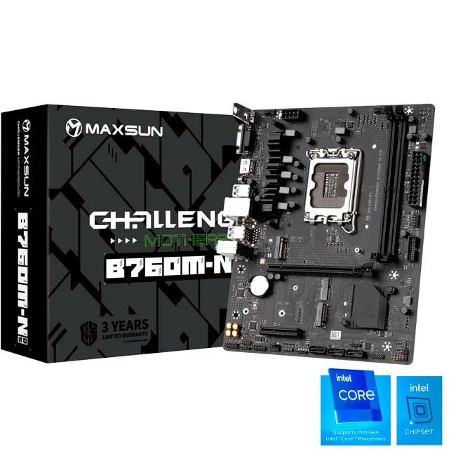 Placa Madre Maxsun B760M-N D5 V2 Intel B760 LGA1700 DDR5 M.2 mATX
