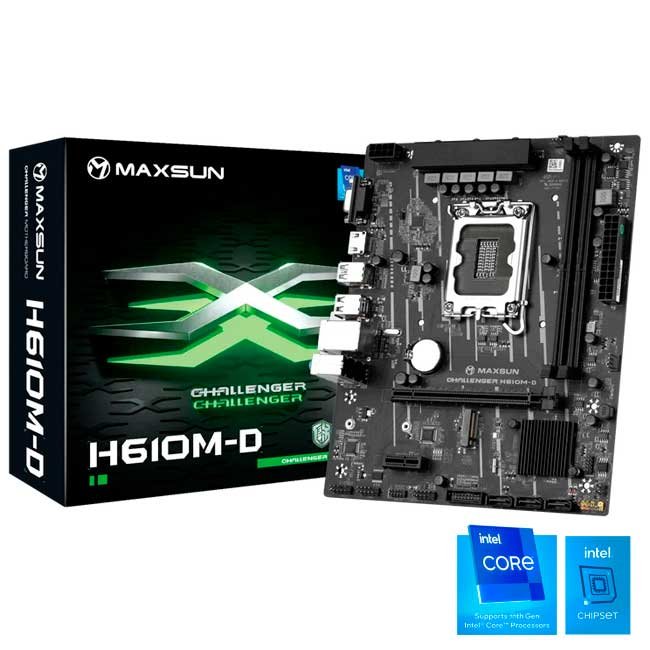 Placa Madre Maxsun Challenger H610M-D DDR4 Intel H610 LGA1700 mATX 64GB RAM M.2 SATA