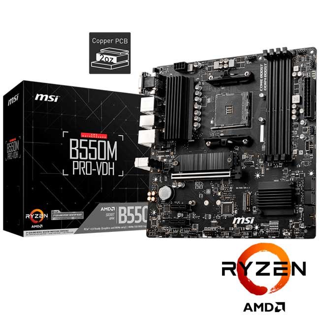 Placa Madre MSI B550M PRO-VDH AM4, DDR4, HDMI, DisplayPort, M.2, microATX