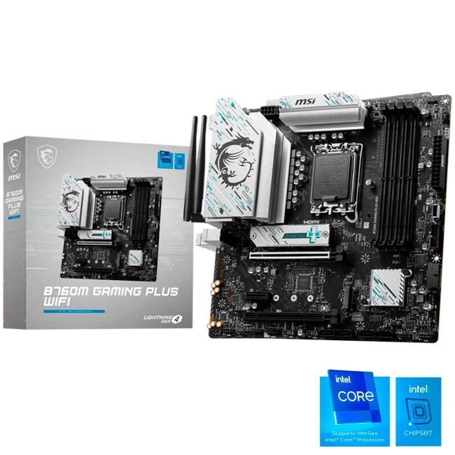 Placa Madre MSI B760M GAMING PLUS WIFI DDR5, LGA1700, Intel B760, mATX, Wi-Fi 6E, 2.5G LAN