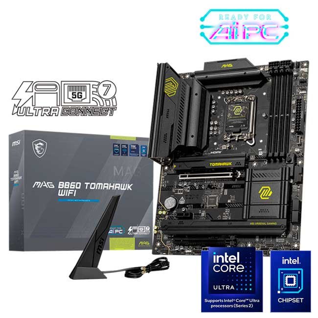 Placa Madre MSI MAG B860 TOMAHAWK WIFI DDR5, LGA1851, WiFi 7, 5Gbps LAN, ATX