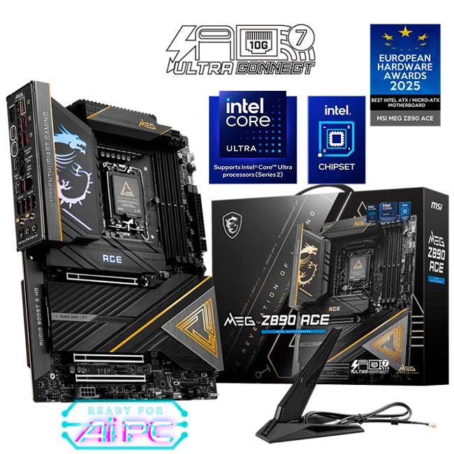 Placa Madre MSI MEG Z890 ACE LGA1851 DDR5 WiFi 7 10Gbps ATX para Intel Core Ultra