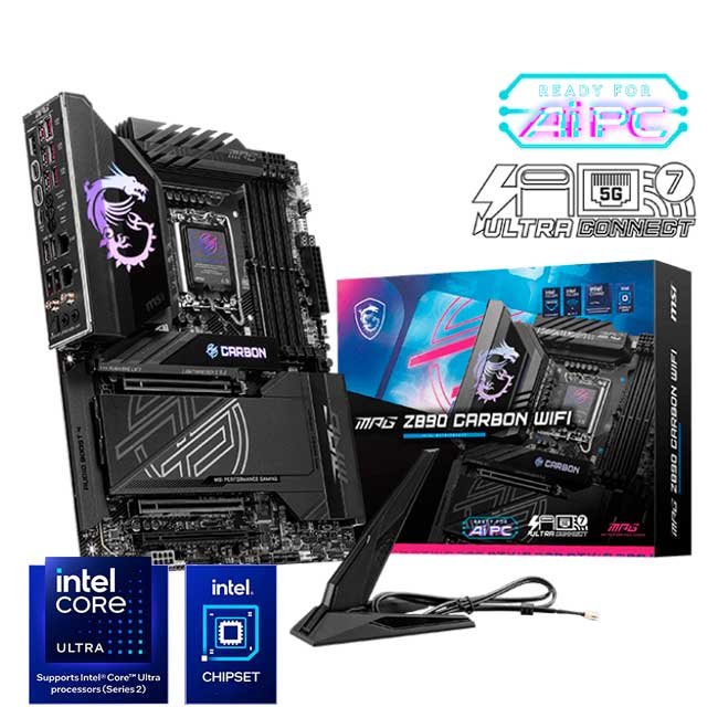 Placa Madre MSI MPG Z890 CARBON WIFI, LGA1851, DDR5 192GB, 5x M.2, Wi-Fi 7, 7.1CH, ATX