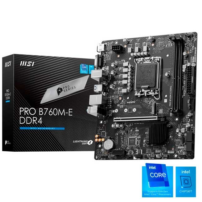 Placa Madre MSI PRO B760M-E DDR4 Intel B760 LGA1700 mATX HDMI VGA 64GB RAM