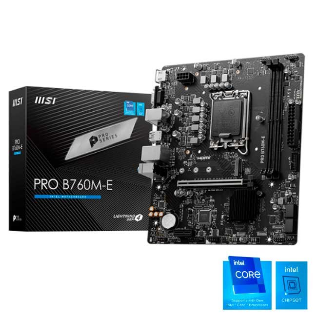 Placa Madre MSI PRO B760M-E Intel B760 LGA1700 DDR5 HDMI VGA mATX
