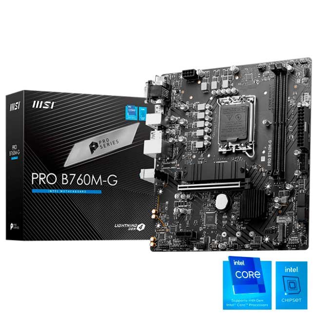 Placa Madre MSI PRO B760M-G Intel B760 DDR5 LGA1700 mATX HDMI DP VGA