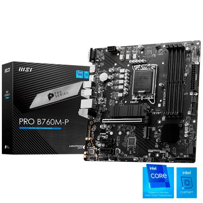 Placa Madre MSI PRO B760M-P Intel B760 DDR5 LGA1700 HDMI DP VGA mATX