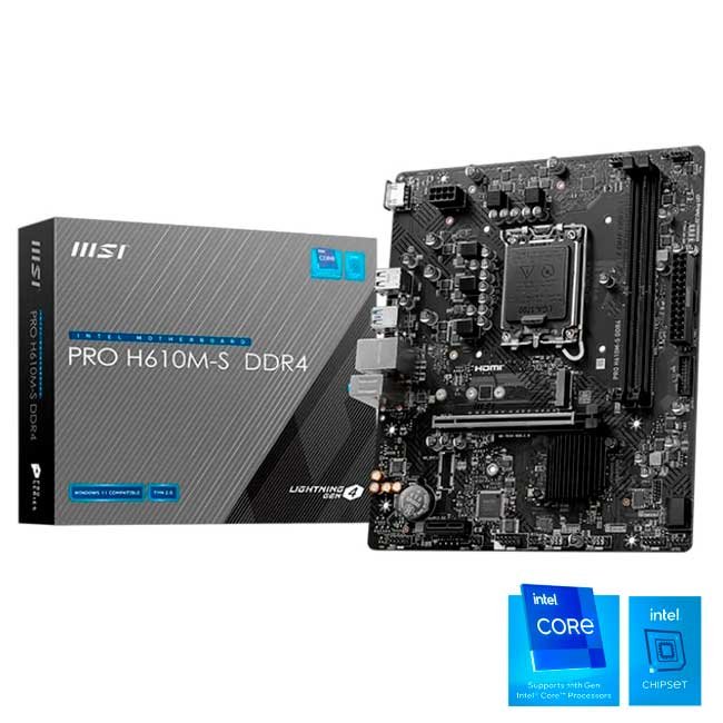 Placa Madre MSI PRO H610M-S DDR4 Intel H610 LGA1700 Micro-ATX 64GB M.2 SATA HDMI