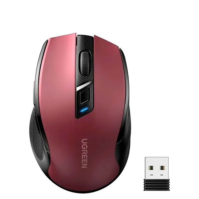 Mouse Ergonómico Inalámbrico Ugreen MU006 Rojo 4000 DPI 2.4GHz & Bluetooth