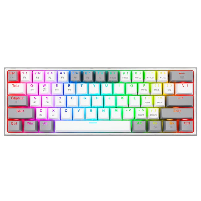 Teclado Mecánico Redragon FIZZ PRO Wireless K616-RGB-GW 60% Español Blanco/Gris RGB