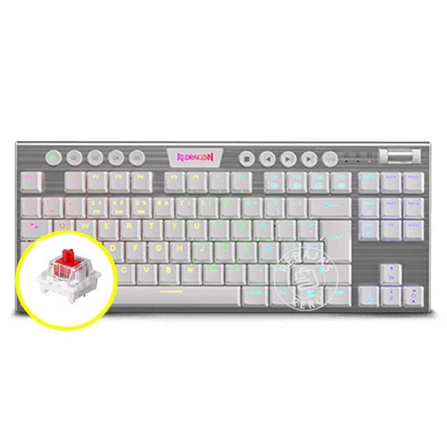Teclado Mecánico Redragon HORUS TKL K622W RGB Blanco, Switch Red, Tenkeyless, Iluminación RGB, Español