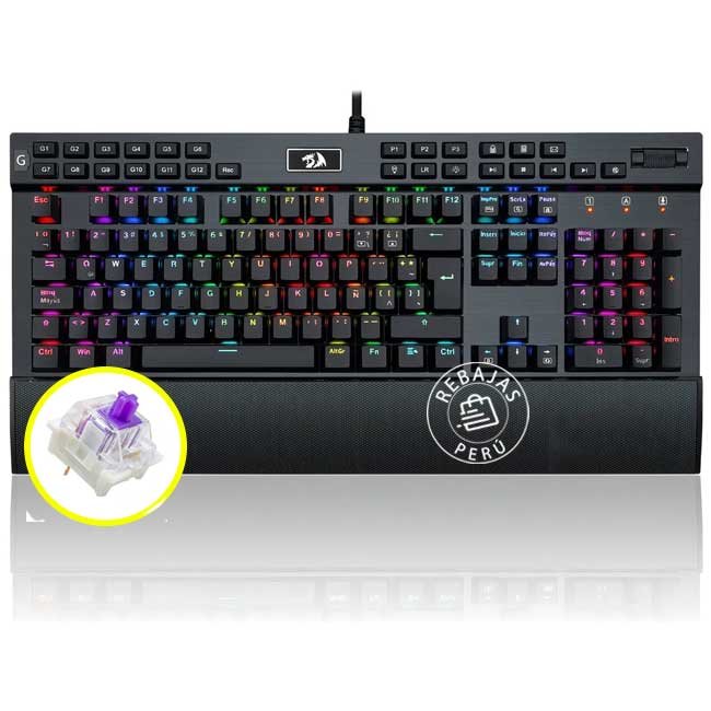 Teclado Mecánico Redragon K550 Yama Black Español 100% RGB Switch Morado