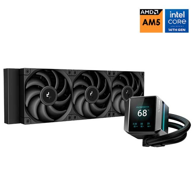 Refrigeración Líquida DeepCool MYSTIQUE 360 ARGB 360mm con Pantalla LCD 2.83” y Ventiladores ARGB para Intel y AMD