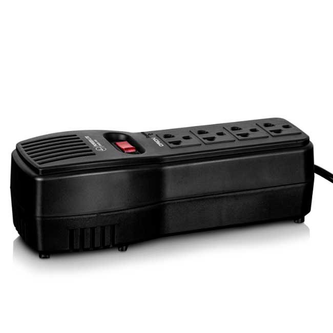 Estabilizador POWER LITE ORION AVR PLI1001 1000VA/500W 4 Salidas Protegidas con Indicador LED y Protección Internet