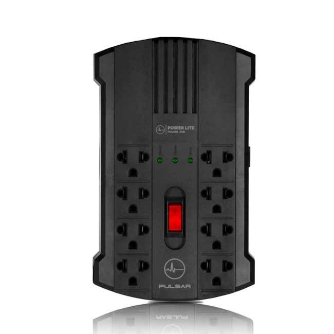 Estabilizador POWER LITE PULSAR AVR PLI1200 1200VA/600W 8 Salidas 4 AVR 4 Protegidas RJ45 RJ11