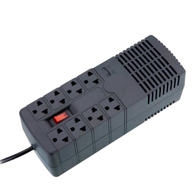 Estabilizador POWER LITE QUASAR AVR PLI1300 1300VA/650W 8 Salidas Protegidas con Corrección de Voltaje y Corte por Sobrecarga
