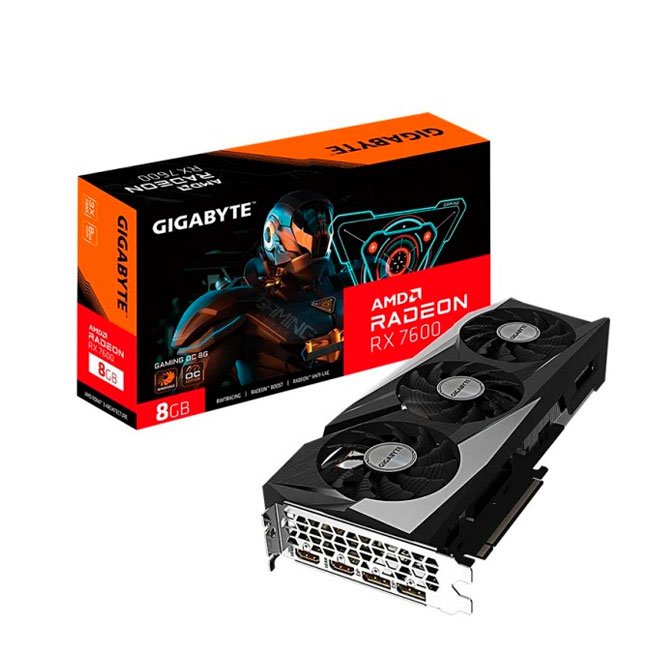 Tarjeta de Video Gigabyte Radeon RX 7600 GAMING OC 8G 8GB GDDR6 | PCIe 4.0 | 3 Ventiladores