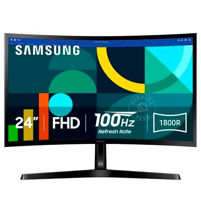 Monitor Curvo Samsung LS24D360GALXPE S3 24” FHD VA, 100Hz, 4ms, FreeSync, HDMI, DisplayPort, Eye Saver, Flicker Free