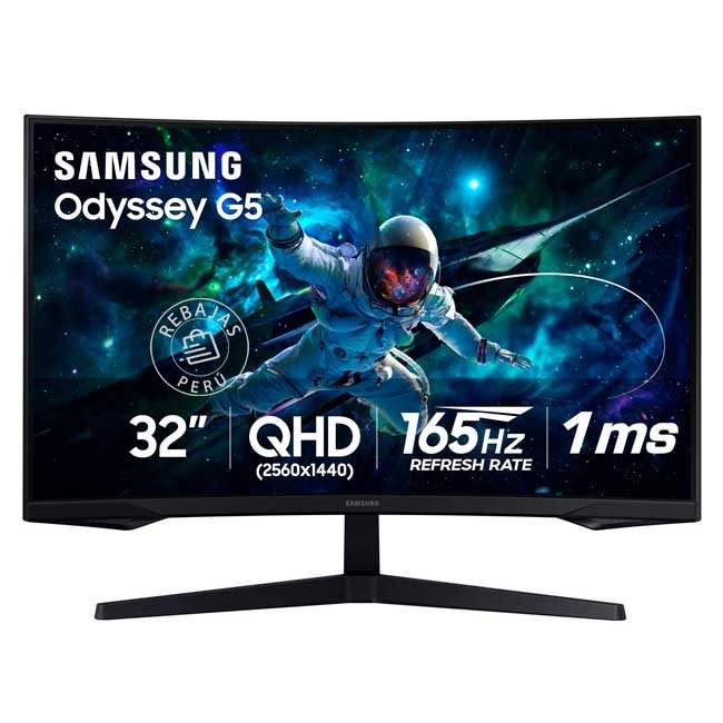 Samsung LS32CG552ELXPE Odyssey G5 G55C 32” QHD – Monitor Curvo 1000R, 165Hz, 1ms, HDR10 y FreeSync