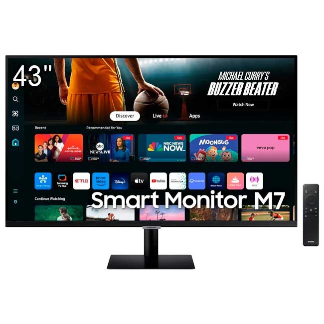 Samsung Smart Monitor M7 LS43DM702UNXGO 43” 4K UHD – Tizen OS, USB-C 65W, Altavoces, Wi-Fi, Bluetooth y Apps Integradas