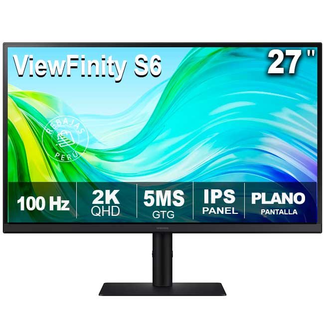 Monitor Samsung ViewFinity S6 S61F 27" QHD 100Hz IPS Ergonomico LS27F610EANXZA