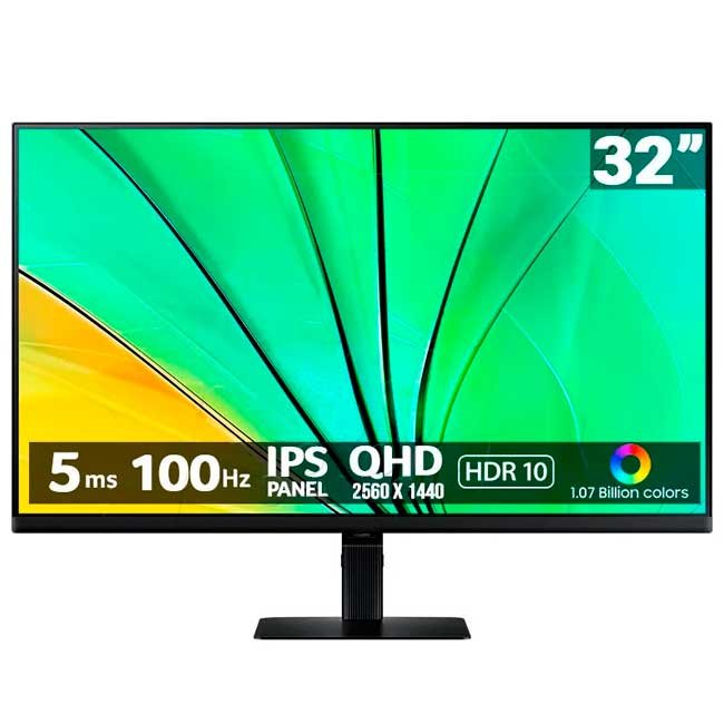 Monitor Samsung LS32D600EALXPE 32" QHD IPS, 100Hz, HDR10, USB-C 90W, HDMI y DisplayPort