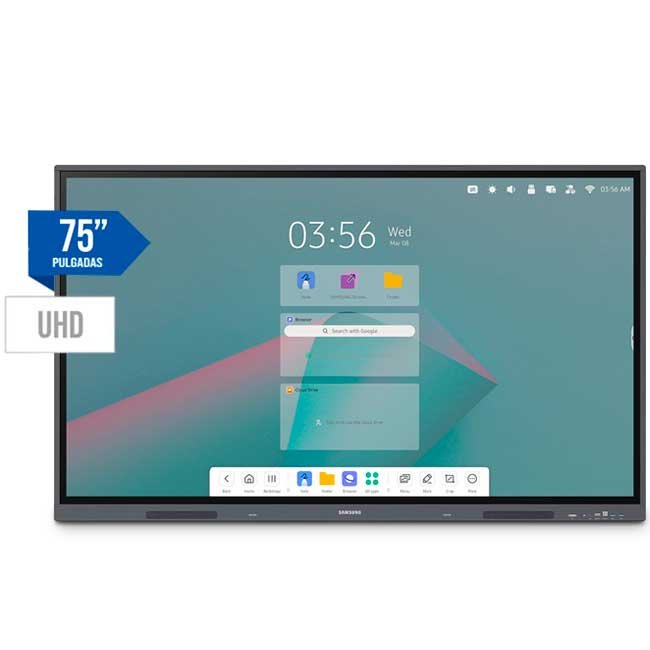Pizarra Interactiva Samsung LH75WACWLGCXZA 75” 4K UHD Táctil 40 Puntos con Android 11, HDMI Out y WiFi
