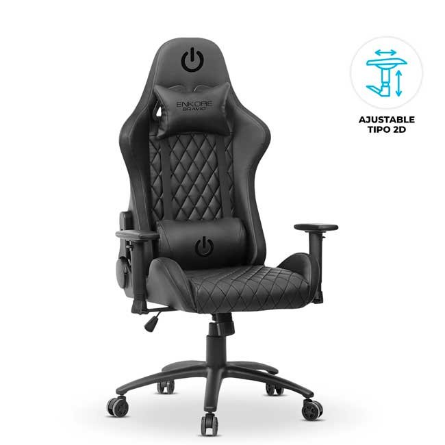 Silla Gamer Enkore Bravio ENC GC1002 2D Reclinable Ergonómica Reforzada 150Kg