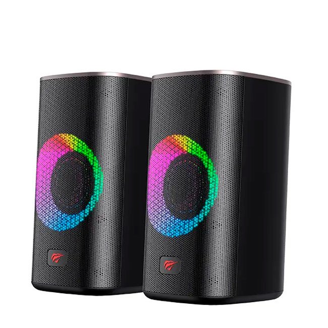 Parlante Estéreo RGB SK212SE Negro + Ocre 6W USB 3.5mm