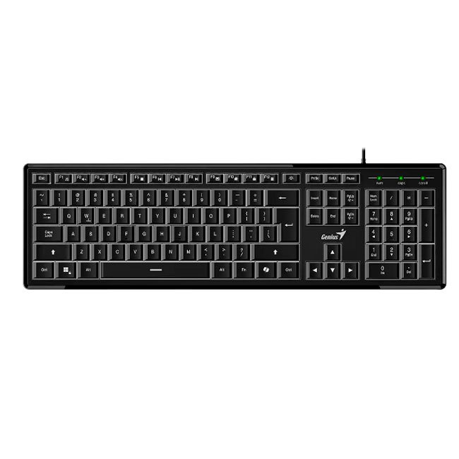 Teclado Iluminado Genius SlimStar 820 con Teclas Copilot y Retroiluminación Ajustable USB