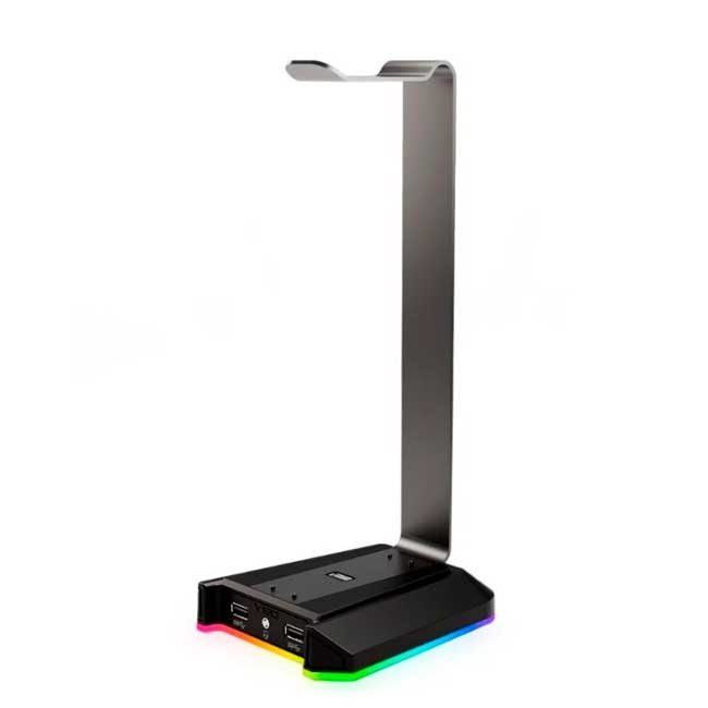 Soporte para Audífonos VSG Atlas RGB con Puertos USB y Jack 3.5 mm – Aluminio y ABS, Iluminación RGB, 320g