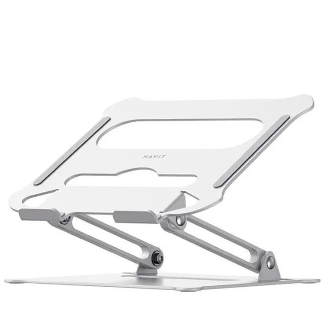 Soporte para Laptop Havit H740 Silver – Plegable de Aluminio y Silicona Antideslizante, Ajustable hasta 19cm