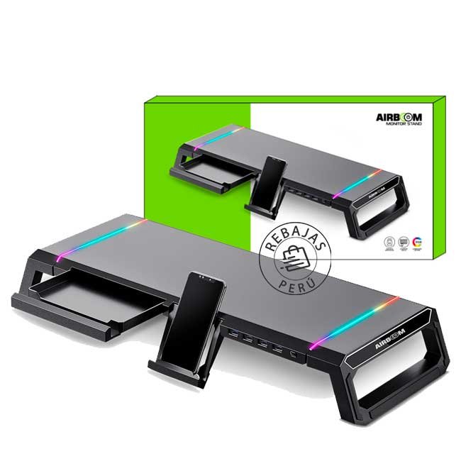 Soporte para Monitor AB 089 Plegable con Iluminación LED RGB y 4 Puertos USB