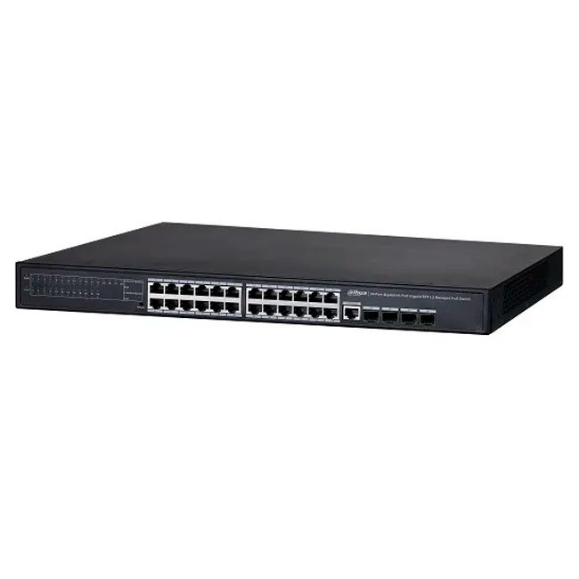 Switch Dahua DH-PFS4428-24GT-370 | 24 Puertos Gigabit PoE+ | 370W | Capa 2 Administrable