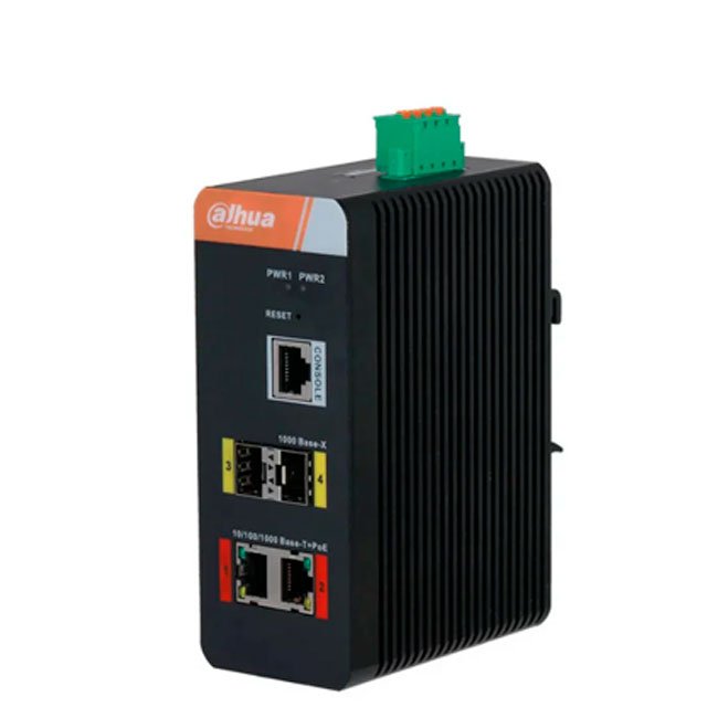 Switch PoE Gigabit Industrial PFS4204-2GT-DP 4 Puertos PoE Administrable L2 - Alta Potencia y Rendimiento