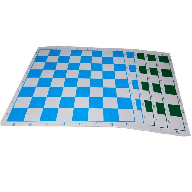 Tablero de Ajedrez de Nylon Enrollable 47x47 cm | Colores Verde y Celeste